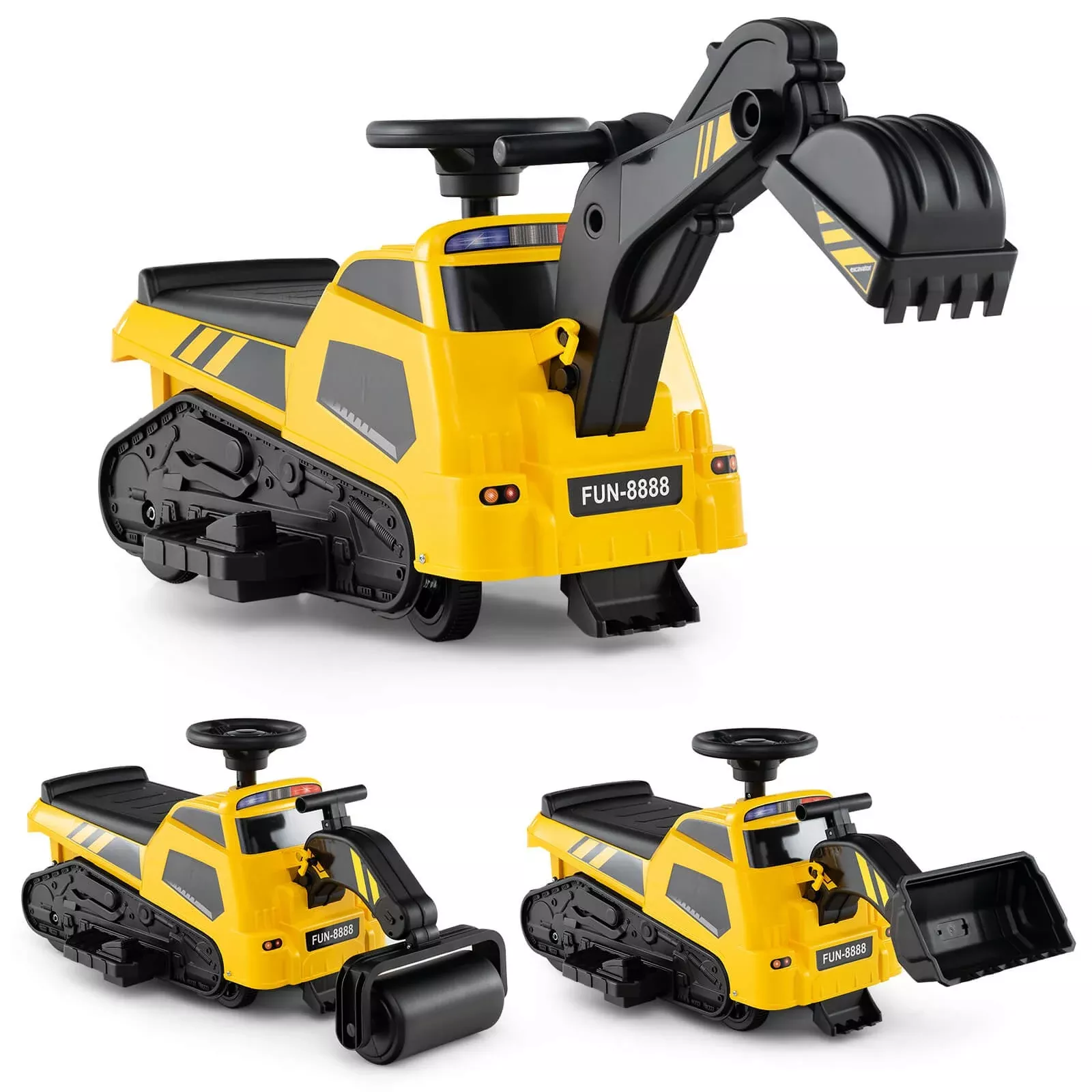 1-Year-Old Excavator Ride-On Toy with Horn and Storytelling for Toddlers 18 Months and Up