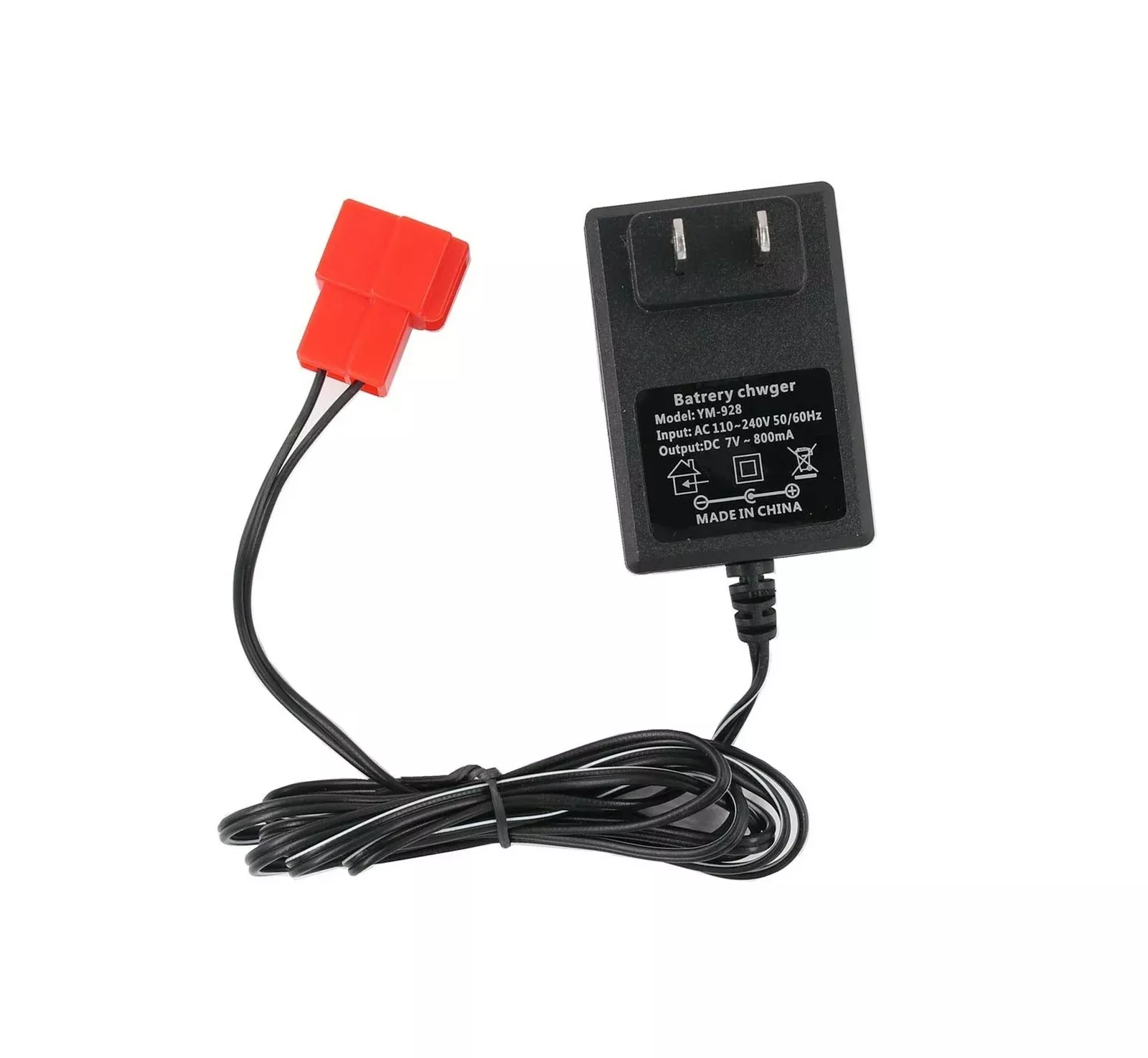 6V 1A Battery Charger with Type B Square Plug for Kid Trax Red Toys BMW X6