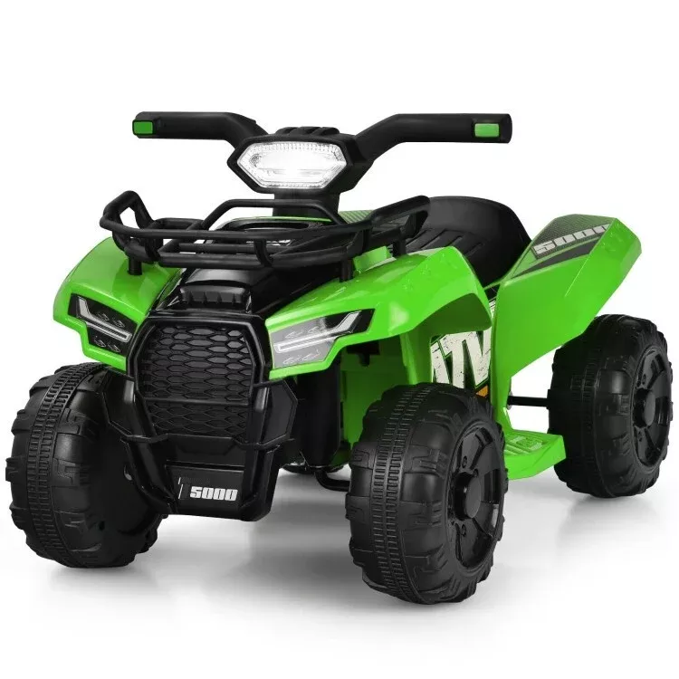 6V Electric Kids Ride-On 4-Wheeler ATV Quad with Music and LED Lights Green